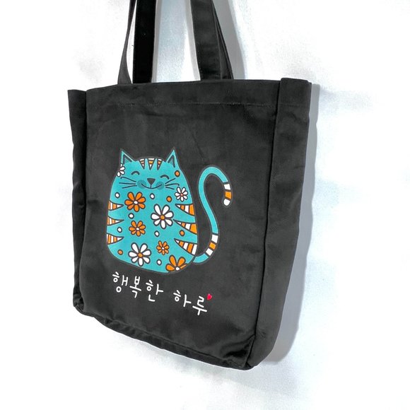 KPOP Tote Bag Flannel Fabric Material Cartoon Cat Design - Picture 9 of 9